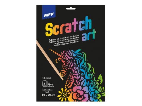MFP 1032220 Škrabací obrázek šablona A4 Unicorn 21x29cm + 2 listy