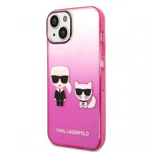 Karl Lagerfeld Gradient Karl and Choupette Zadní Kryt pro iPhone 14 Pink