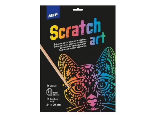 MFP 1032218 Škrabací obrázek šablona A4 Kočka 21x29cm + 2 listy
