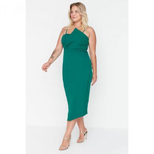 Trendyol Curve Emerald Green Asymmetrical Cut Woven Bodycon Dress