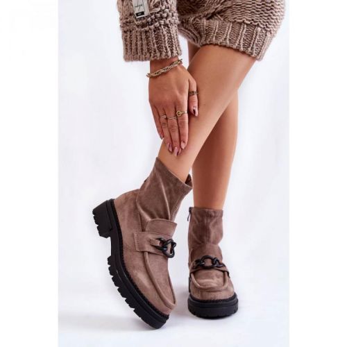 Damskie Zamszowe Botki La.Fi 250042B-SU Beżowe