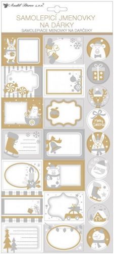 Anděl Samolepicí jmenovky na dárky s glitry - 10653