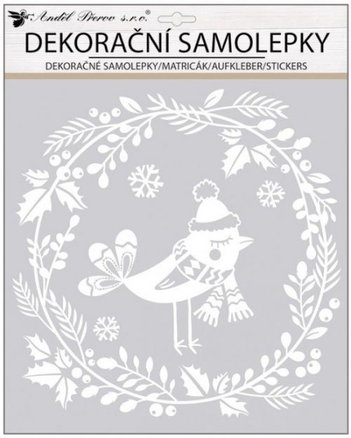 Anděl Samolepka ptáček s glitry 31 x 38 cm - 10674