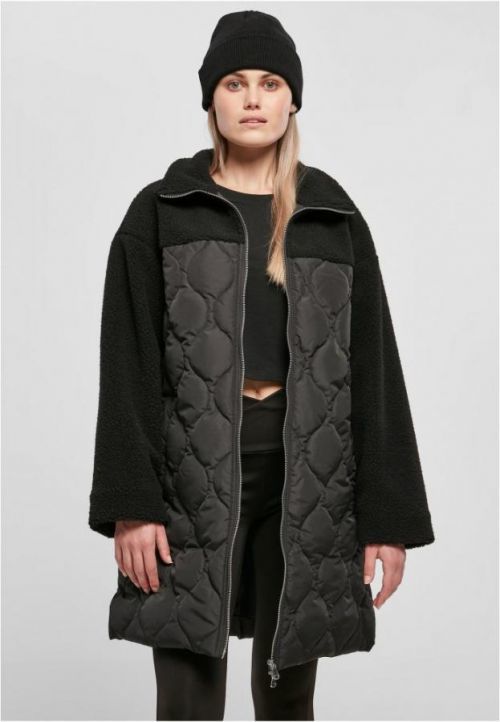 Ladies Oversized Sherpa Quilted Coat - black 4XL