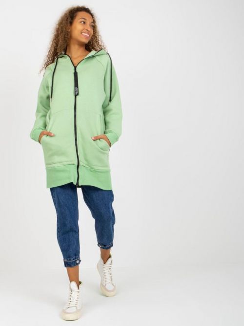 SVĚTLE ZELENÁ DLOUHÁ MIKINA S KAPUCÍ -AP-BL-AP-3004.32-LIGHT GREEN Velikost: S/M