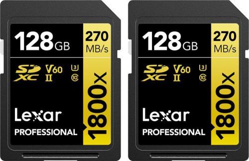 Lexar SDXC 128GB 1800x Professional Class 10 UHS-II U3 (V60) - Dual Pack LSD1800128G-B2NNG