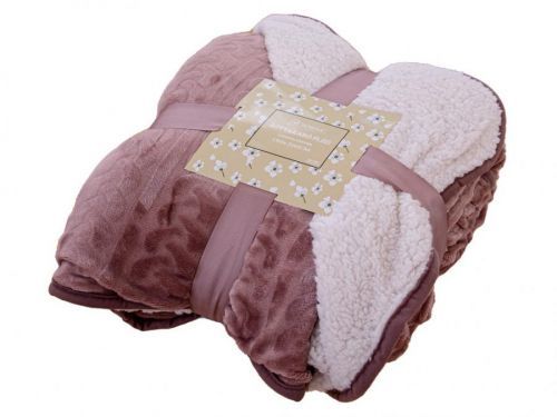 Luxusní růžová beránková deka z mikroplyše se vzorem, 180x200 cm