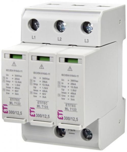 Svodič přepětí T1+T2+T3 ETI ETITEC ML T123 300/12,5 3+0