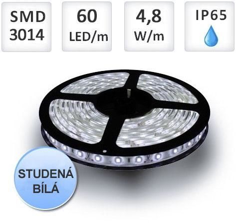 PREMIUMLUX LED pásek 5m 60ks/m 3014 4.8W/m voděodolný-silikon, studená bílá