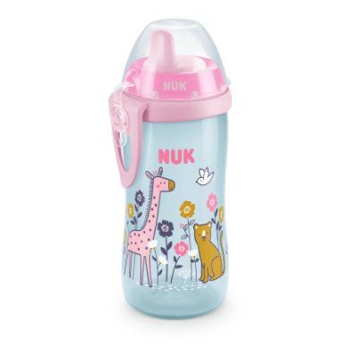 NUK Láhev na pití Kiddy Cup 300 ml, žirafí růžová