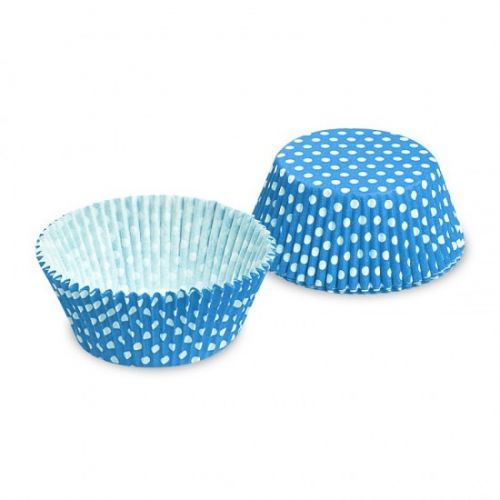 Cukrářský košíček - modrý s puntíky - 50 x 30 mm - 40 ks - 65584