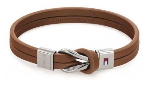 Tommy Hilfiger Moderní náramek z hnědé kůže Braided Knot 2790441