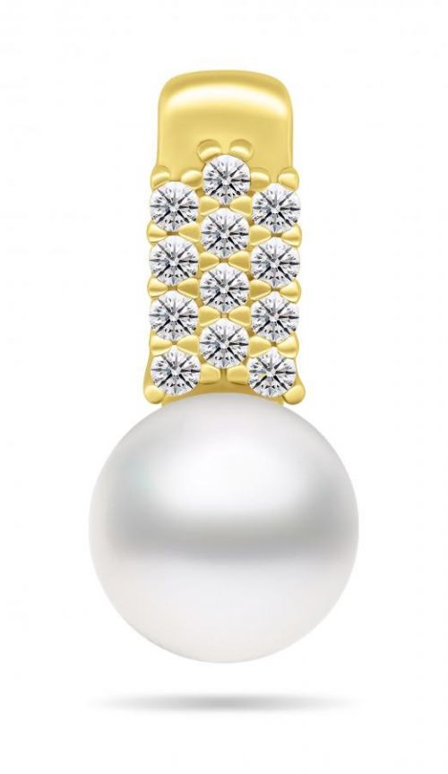 Brilio Silver Elegantní pozlacený přívěsek s pravou perlou a zirkony PT94Y