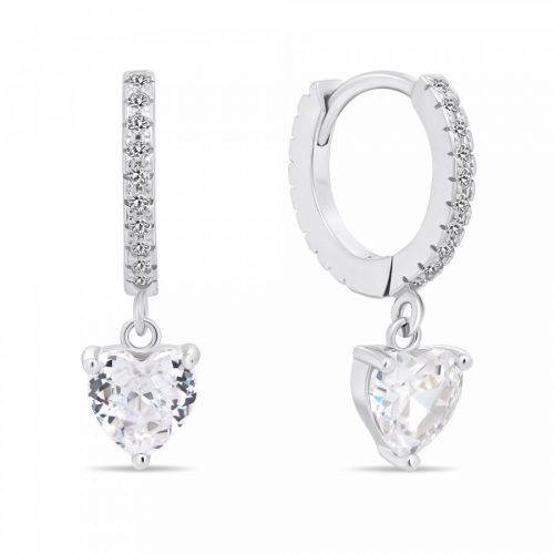 Brilio Silver Něžné stříbrné kruhové náušnice se srdíčky EA635W