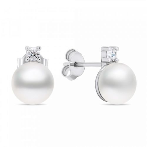 Brilio Silver Elegantní stříbrné náušnice s pravými perlami EA597W