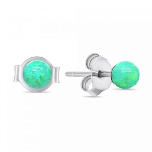 Brilio Silver Zelené stříbrné náušnice pecky se syntetickými opály EA625WG