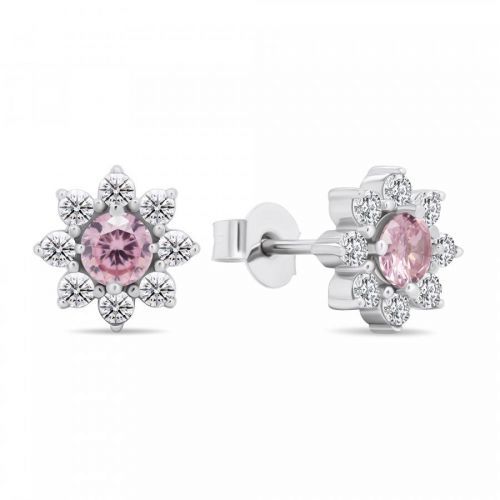 Brilio Silver Slušivé stříbrné náušnice se zirkony Kytičky EA577WP