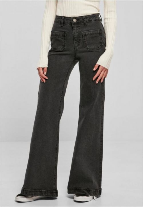 Ladies Vintage Flared Denim Pants - black washed 26