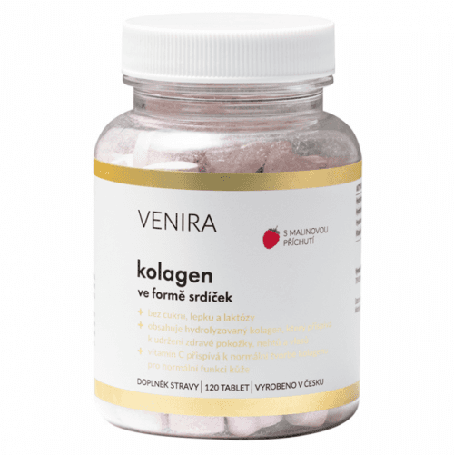 VENIRA kolagen ve formě srdíček, malina, 120 srdíček