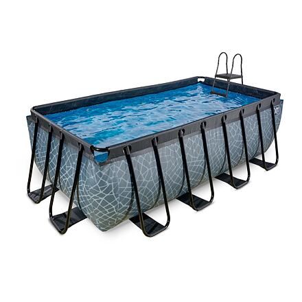 EXIT Frame Pool 4x2x1.22m (12v Sand filter) – Stone Grey