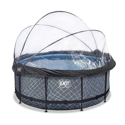 EXIT Frame Pool o360x122cm (12v Sand filter) – Stone Grey + Dome