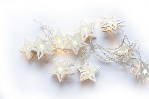 Nexos Vánoční dekorativní řetěz HOLZ - bílá hvězda - 10 LED