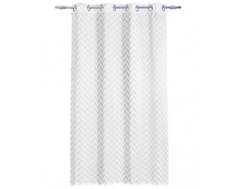 Závěs 140x180 cm, bílý s geometrickým vzorem