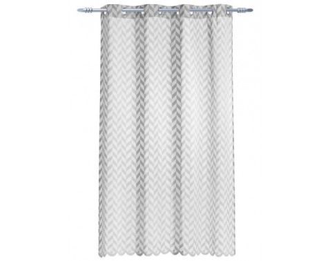 Závěs 140x180 cm, stříbrný s geometrickým vzorem