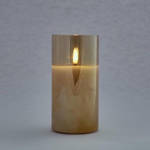 LED svíčka ve skle, 7,5 x 10 cm, zlatá