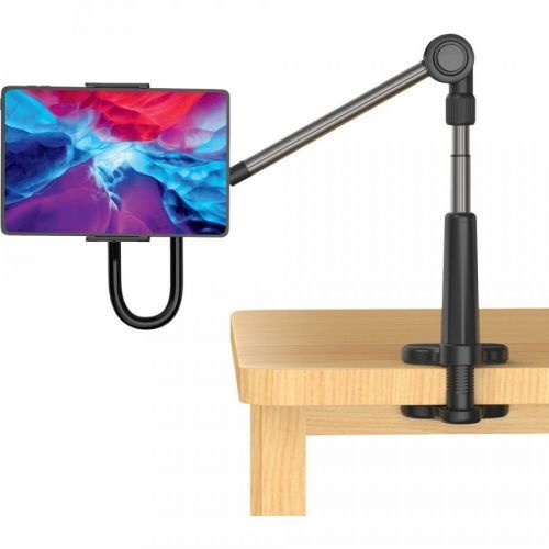 FIXED Univerzální držák na tablet/telefon pro upevnění na stůl Relax s otočným a nastavitelným ramenem FIXRLX-BK, černý