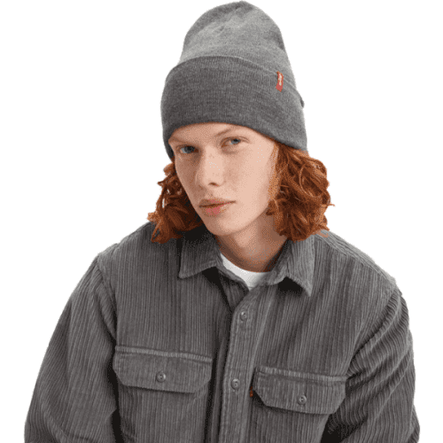 Levi's SLOUCHY RED TAB BEANIE Pánská zimní čepice, šedá, velikost UNI