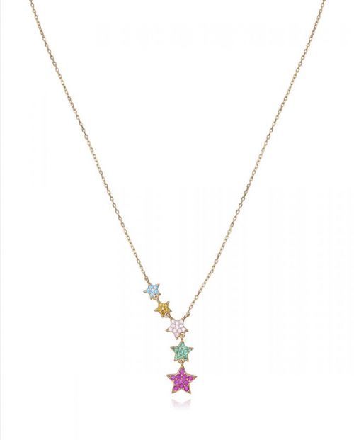 Viceroy Pozlacený náhrdelník s barevnými hvězdami 3070C100-39