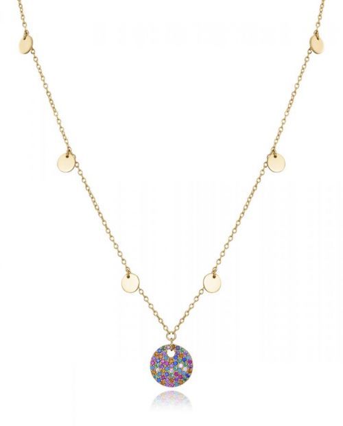 Viceroy Hravý pozlacený náhrdelník s barevnými krystaly Elegant 13071C100-39