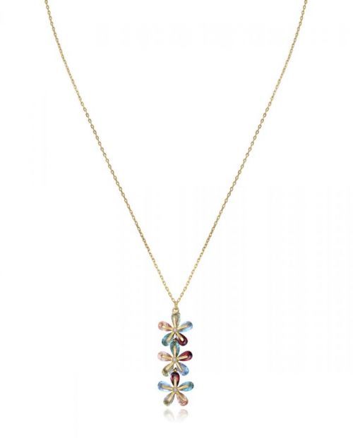 Viceroy Pozlacený náhrdelník s barevnými květinami Elegant 13083C100-39