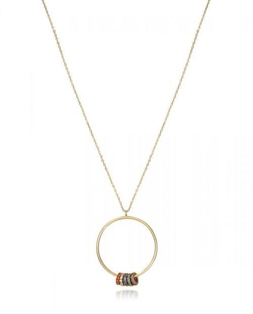 Viceroy Slušivý pozlacený náhrdelník s barevnými krystaly Elegant 13084C100-39