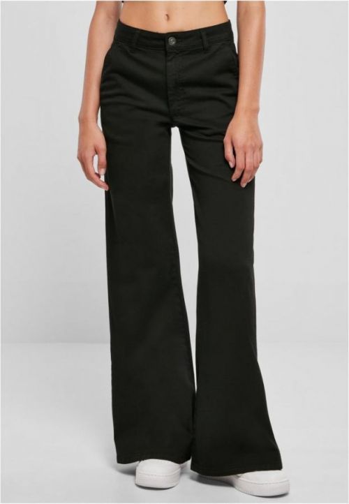 Ladies High Waist Wide Leg Chino Pants - black 26