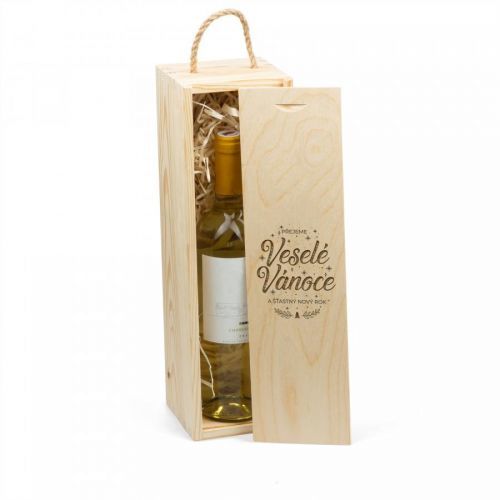 FK Vánoční krabička na láhev - 36x11x11 cm, Přírodní