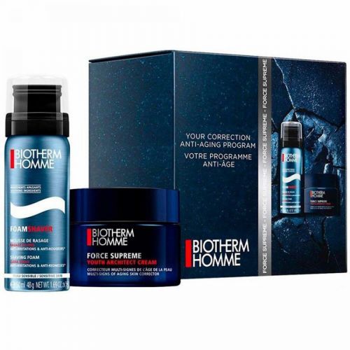 BIOTHERM Homme Force Supreme Rebuilder Set Gel na holení 50 ml + Pleťový krém 50 ml Dárkové balení