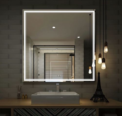 IREDA Koupelnové zrcadlo s LED osvětlením, 80 x 80 cm