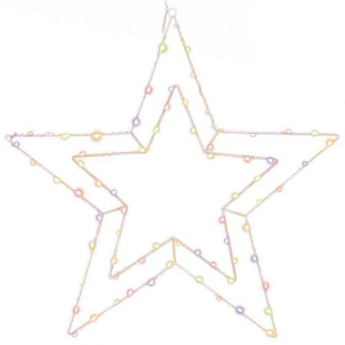 Vánoční LED dekorace stříbrná hvězda, 50 cm, barevná
