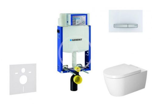 GEBERIT Kombifix Modul pro závěsné WC s tlačítkem Sigma50, alpská bílá + Duravit ME by Starck WC a sedátko, Rimless, SoftClose 110.302.00.5 NM8