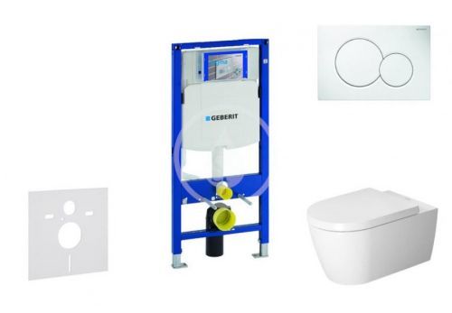 GEBERIT Duofix Modul pro závěsné WC s tlačítkem Sigma01, alpská bílá + Duravit ME by Starck WC a sedátko, Rimless, SoftClose 111.300.00.5 NM1