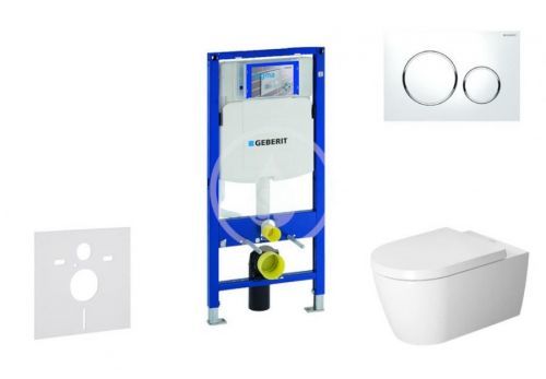 GEBERIT Duofix Modul pro závěsné WC s tlačítkem Sigma20, bílá/lesklý chrom + Duravit ME by Starck WC a sedátko, Rimless, SoftClose 111.300.00.5 NM4