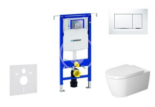 GEBERIT Duofix Modul pro závěsné WC s tlačítkem Sigma30, bílá/lesklý chrom + Duravit ME by Starck WC a sedátko, Rimless, SoftClose 111.355.00.5 NM5