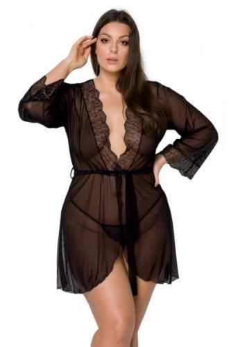 Passion Amberly Župan Plus Size 4XL/5XL černá