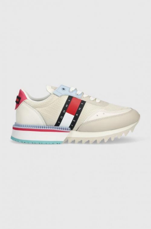 Sneakers boty Tommy Jeans En0en02055 Cleat Low béžová barva