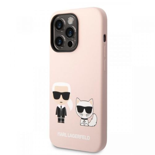 Karl Lagerfeld MagSafe Kompatibilní Kryt Liquid Silicone Karl and Choupette pro iPhone 14 Pro Max Pink