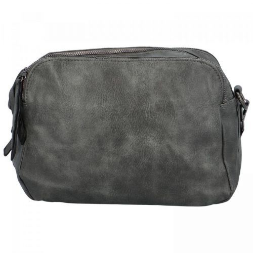 Prostorná dámská koženková crossbody se třemi kapsami na zip Milee, šedá