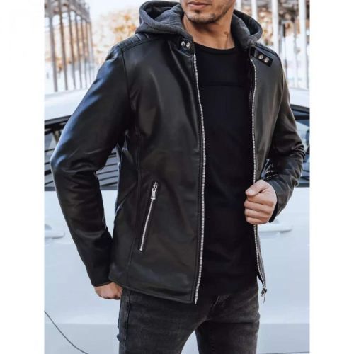 Black men's leather jacket Dstreet TX4277