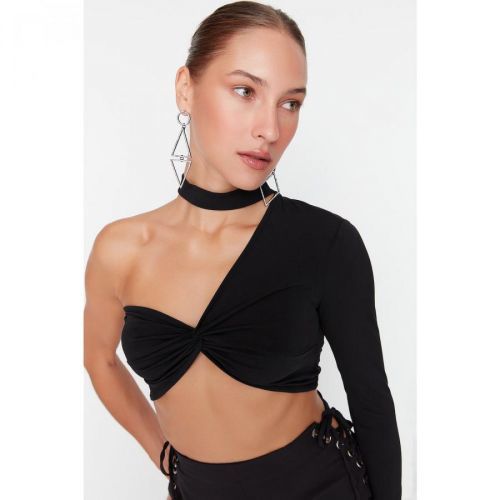 Trendyol Black Asymmetrical Collar Bustier